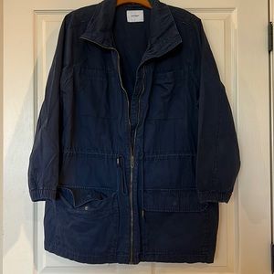 Old Navy zip up jean jacket 3X - color navy with cinched waist capability
